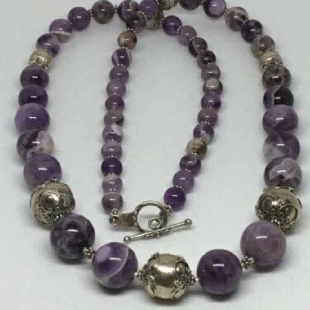 RARE Talia Merav 925 & Amethyst Necklace - Picture 2 of 4